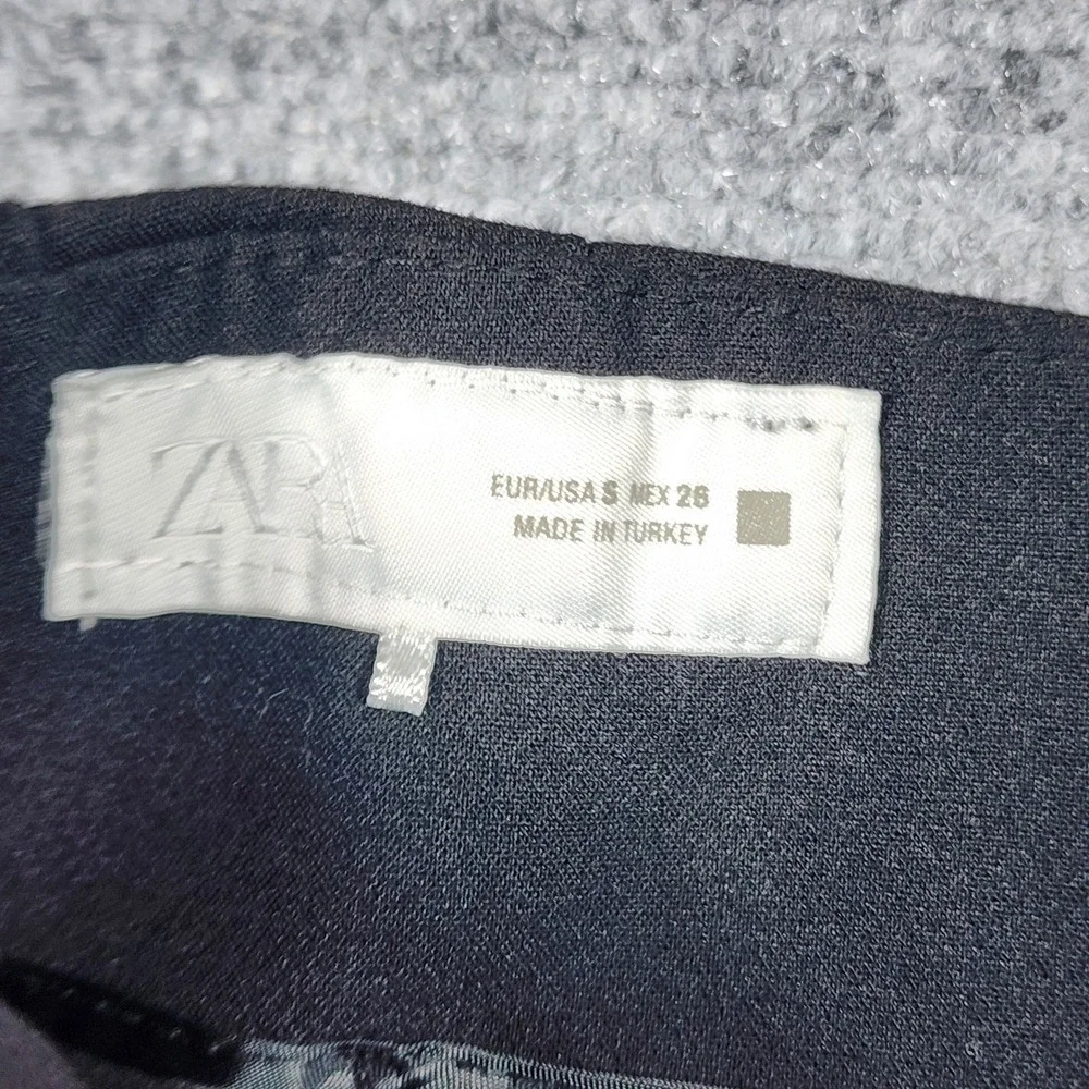 Zara Womens High Waisted Darted Tapered Trousers Black Size S 26 - Picture 4 of 6